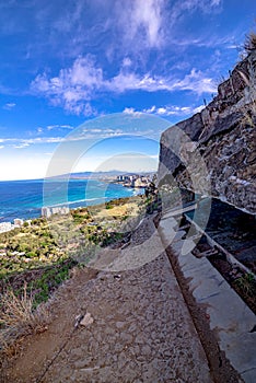 Hiking nature views on diamond head  honolulu hawaii