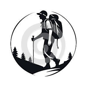 Hiking outdoor adventure logo, Vector template