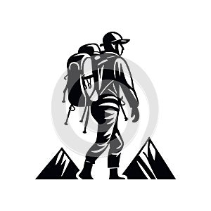 Hiking outdoor adventure logo, Vector template