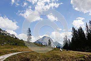 hiking path through a incredible nature reserve named wurzeralm in austria