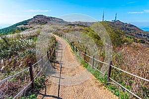 Hiking path leading to the top of Mudeungsan mountain near Gwangju, Republic of Korea