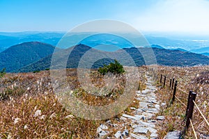 Hiking path leading to the top of Mudeungsan mountain near Gwangju, Republic of Korea