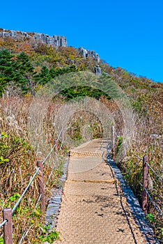 Hiking path leading to the top of Mudeungsan mountain near Gwangju, Republic of Korea
