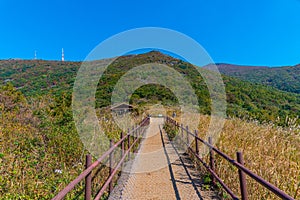 Hiking path leading to the top of Mudeungsan mountain near Gwangju, Republic of Korea