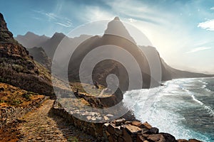 Hiking path in Santo Antao, Cape Verde photo