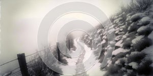 The Hiking Path in Snow, through a Pinhole Camera