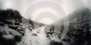 The Hiking Path in Snow, through a Pinhole Camera