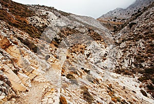 Hiking Path to Mount Zas in Naxos Island, Greece.
