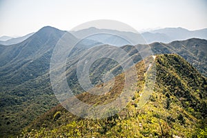 Hiking path to a mountain peak, Hong Kong