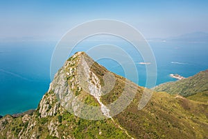 Hiking path to a mountain peak, Hong Kong