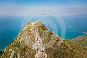 Hiking path to a mountain peak, Hong Kong