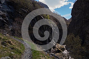 Hiking path in Valley of Aurland, Aurlandsdalen, Norway