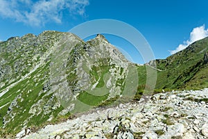 Hiking pathway in the Sad valley in Rohace Western Tatras in Slovakia