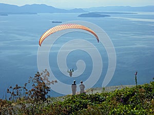 Hanggliding over the Puget Sound photo