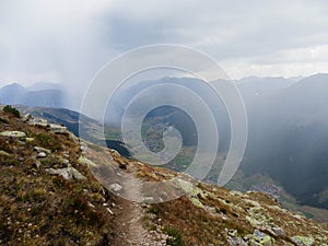 Hiking during rain in Italy