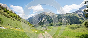 hiking route to alpine village Eng Almen, karwendel mountains tyrol