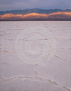 Hiking the salt pan at sunrise, Death Valley National Park, California