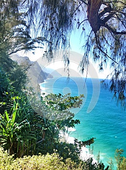 Hiking the scenic Kalalau Trail to the scenic Na Pali Coast in Kauai Hawaii