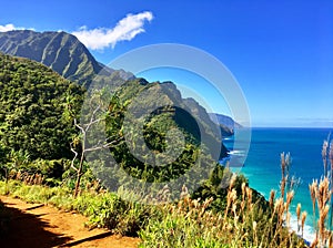 Hiking the scenic Kalalau Trail to the scenic Na Pali Coast in Kauai Hawaii