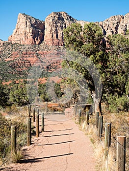 Hiking in Sedona, scenic view of red rock formations - Arizona, USA