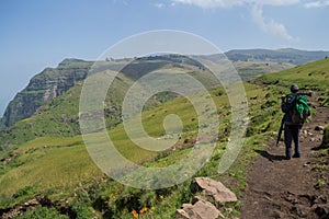 Hiking in the Simien Mountains with Scout, Ethiopia