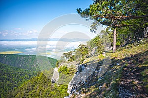 Hiking in slovakia moutains. View from the hills. Ostra, tlsta Peak, Velka Fatra. Slovakia.