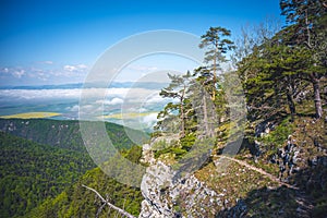 Hiking in slovakia moutains. View from the hills. Ostra, tlsta Peak, Velka Fatra. Slovakia.