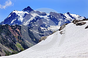 Hiking Snowfields Artist Point Glaciers Mount Shuksan Washington photo
