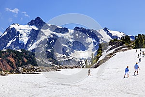 Hiking Snowfields Artist Point Glaciers Mount Shuksan Washington photo