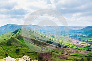 Hiking during summer at Mam Tor, Peak District National Park, En