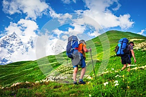 Hiking in summer mountains