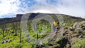 Hiking to the top sindoro mountain central java Indonesia