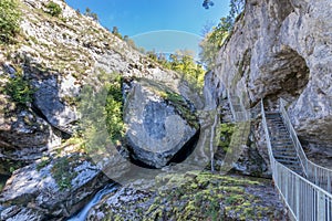 Hiking track of the Pertes de L`Ain, Losses of the Ain, Jura