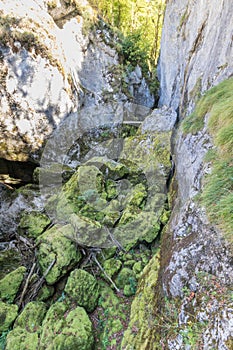 Hiking track of the Pertes de L`Ain, Losses of the Ain, Jura