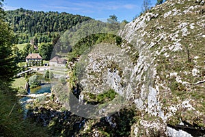 Hiking track of the Pertes de L`Ain, Losses of the Ain, Jura