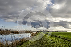 Hiking trail along a Dutch canal