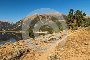 Hiking Trail along Twin Lakes, Colorado in Early Autumn.