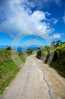 Hiking trail around the crater Sete Cidades, SÃ£o Miguel Island, Azores, Portugal, Europe