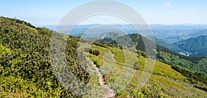 On hiking trail bellow sedlo Bublen in Mala Fatra mountains in Slovakia