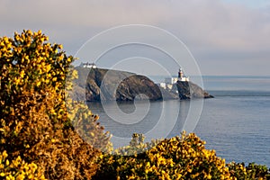 Hiking trail on Howth Island, Dublin, Ireland and Baily Lighthouse