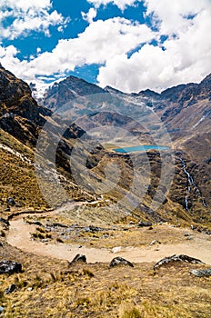 Hiking trail at Huaytapallana mountain in Huancayo, Peru photo