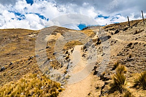 Hiking trail at Huaytapallana mountain in Huancayo, Peru photo