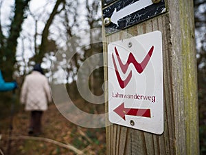 Hiking on the trail of Lahnwanderweg near Runkel, Hessen, Germany