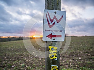 Hiking on the trail of Lahnwanderweg near Runkel, Hessen, Germany