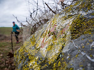 Hiking on the trail of Lahnwanderweg near Runkel, Hessen, Germany