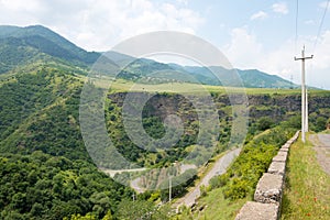 Hiking trail leading from Haghpat Monastery to Sanahin Monastery. a famous landscape in Haghpat