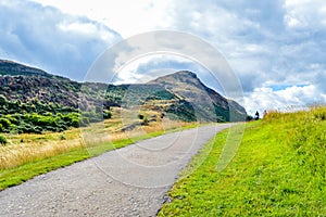 Hiking trail leading to Arthur`s seat, Edinburgh, Scotland