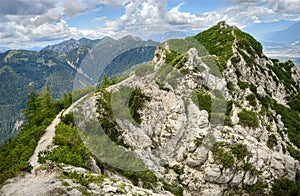 Hiking trail leading to the mountain peak