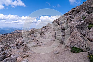 Hiking trail leading to the top of Mt. Evans, a 14er mountain in Colorado