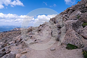Hiking trail leading to the top of Mt. Evans, a 14er mountain in Colorado photo